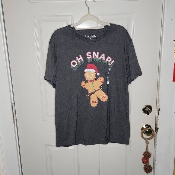 Hybrid apparel Oh Snap gingerbread man gray tshirt men's size xl - Picture 1 of 2